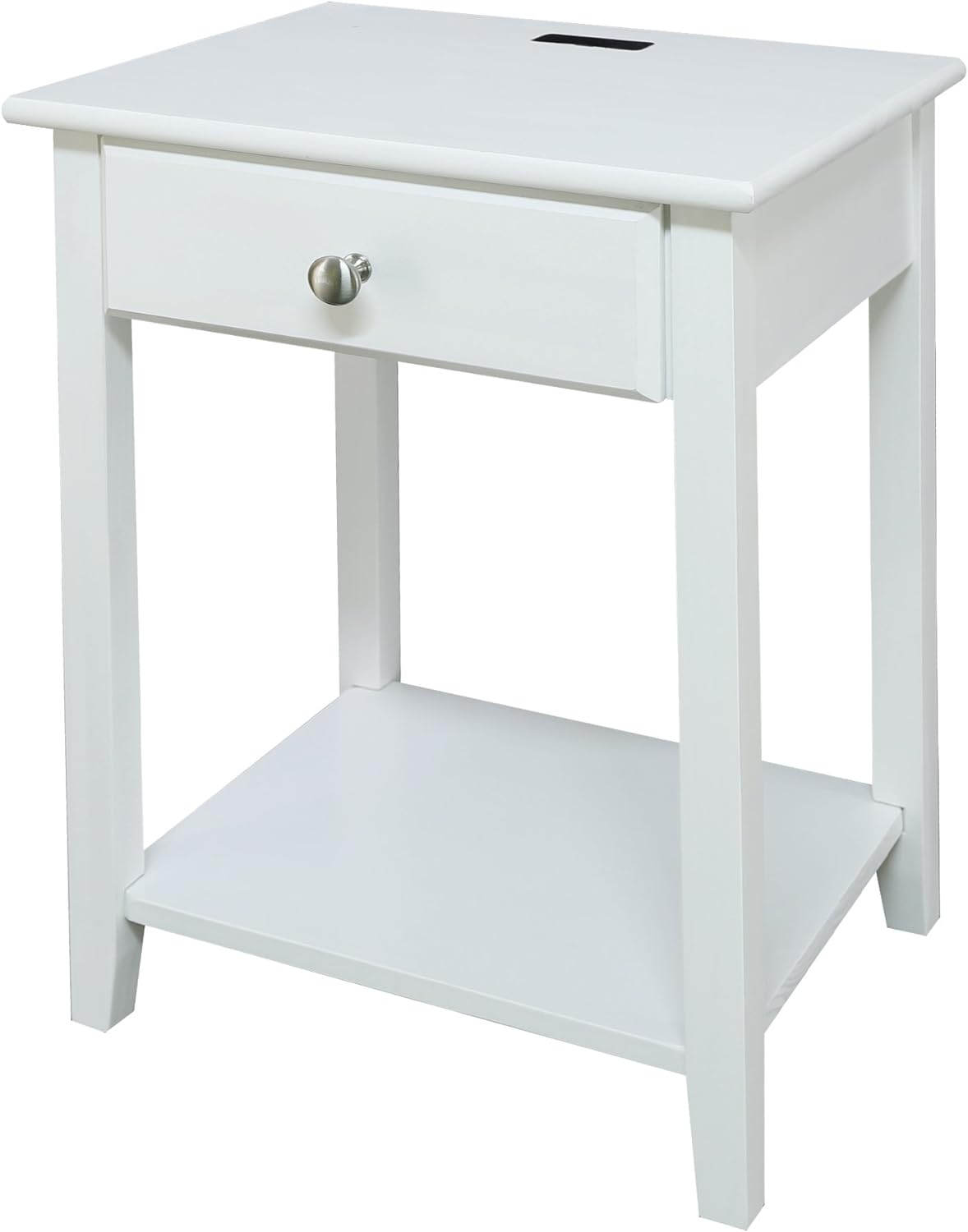 White Night Stand with USB Port N27852