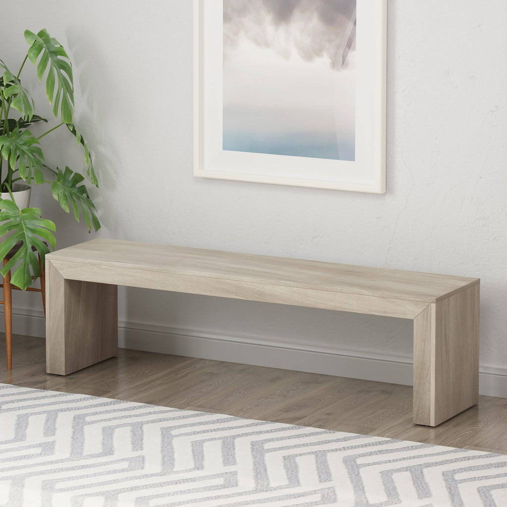 Black Acacia Wood Bench Q9453