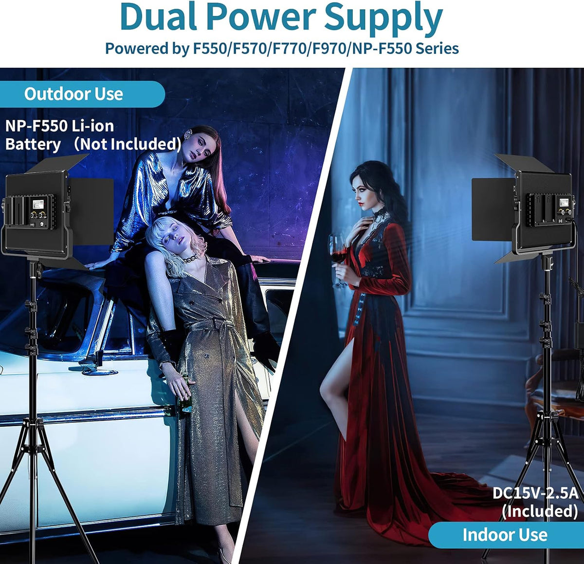 RGB LED Video Lighting Kit, 2 Packs Dimmable 552PCS LED Studio Lighting B900550