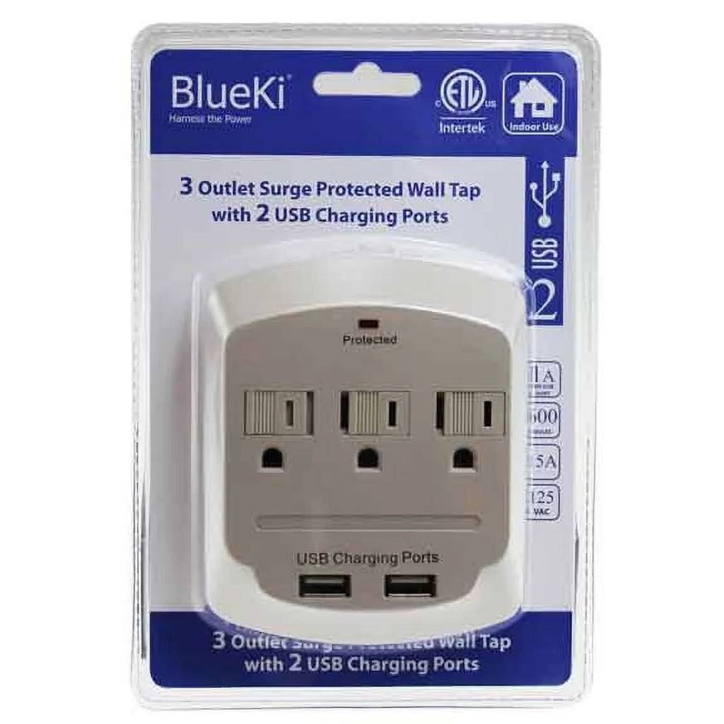 3-Outlet Wall Surge Protector with 2 USB Ports H3373