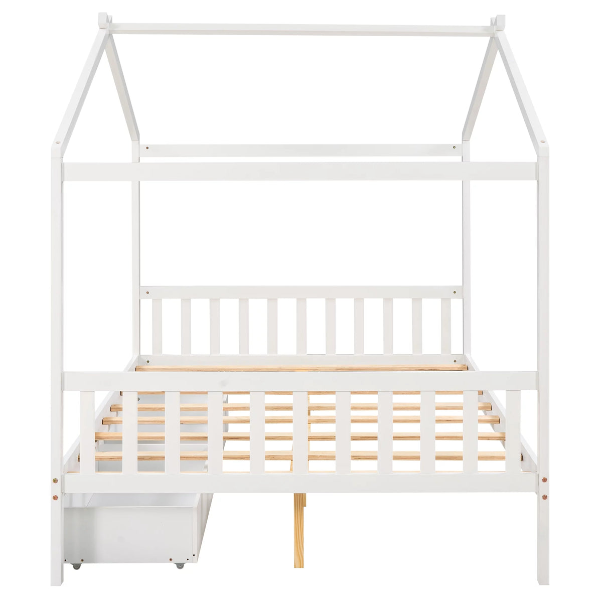 White Full Size Platform Bed with Two Drawers S230