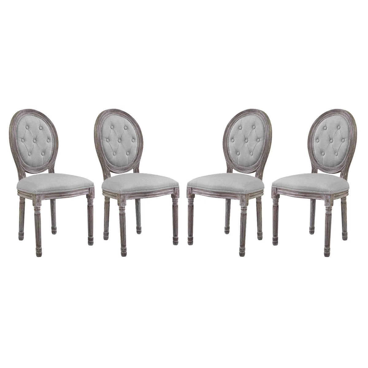 Light Grey Fabric Wood Dining Chair Set of Four Q227