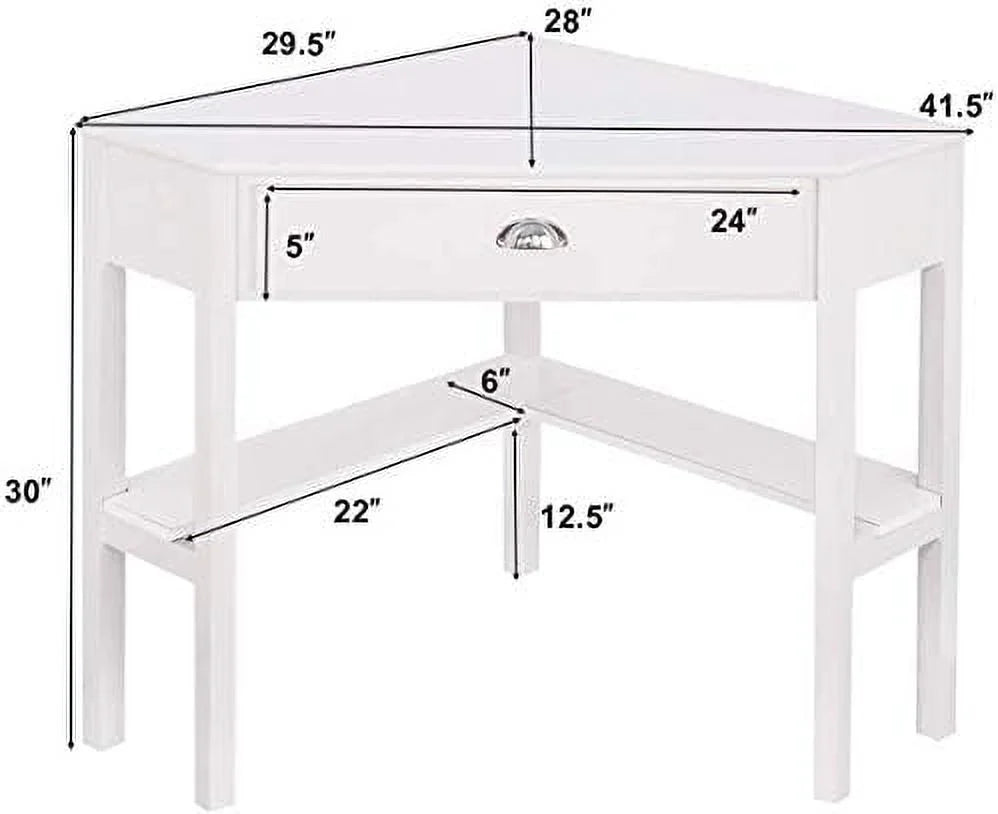 Black Corner Desk with Drawer and Shelves F291421