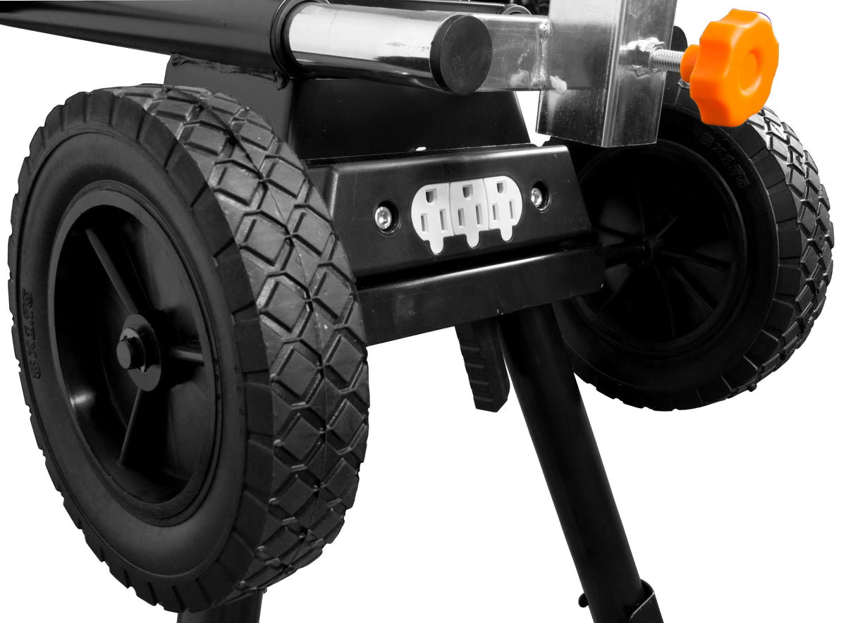 Collapsible Rolling Miter Saw Stand with 3 Onboard Outlets Z912