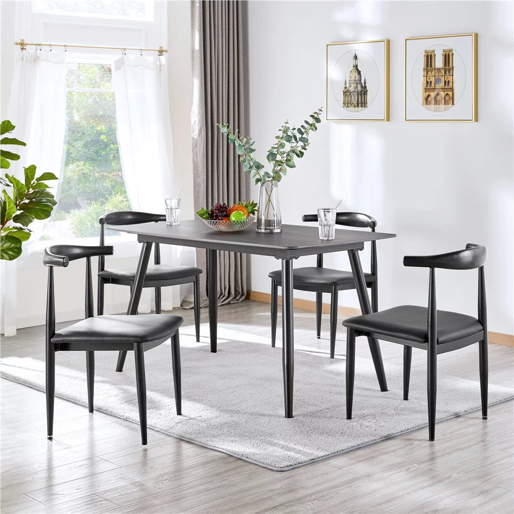 Set of 2 Black Leather Dining Chairs V850413