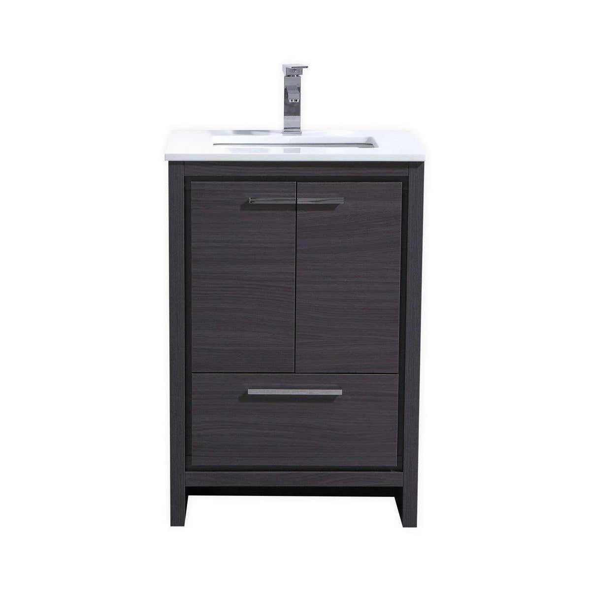 24 in. Modern Bathroom Vanity with White Quartz Counter Top Gray Oak O418