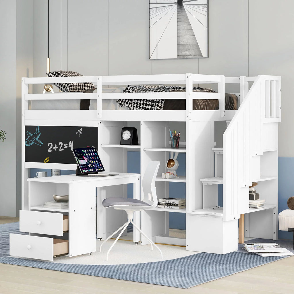 Twin Loft Bed with Storage M385