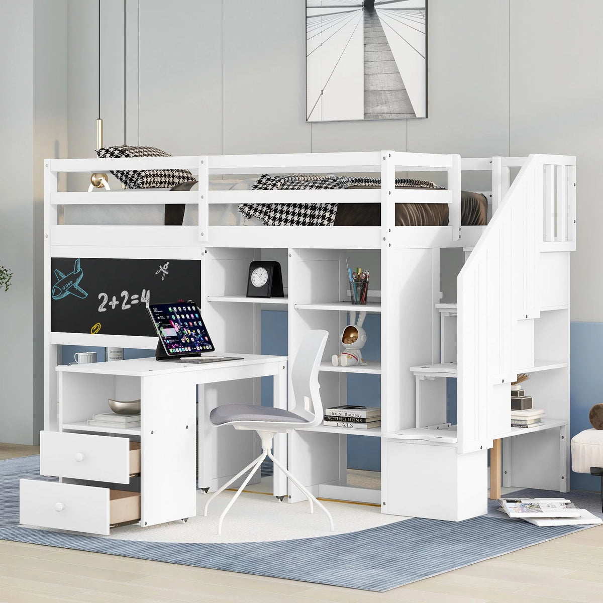 Twin Loft Bed with Storage M385