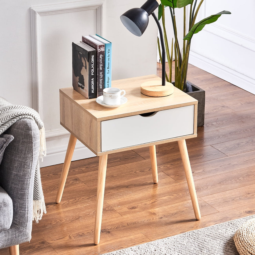 White 1 Drawer Wood Accent Table V899169