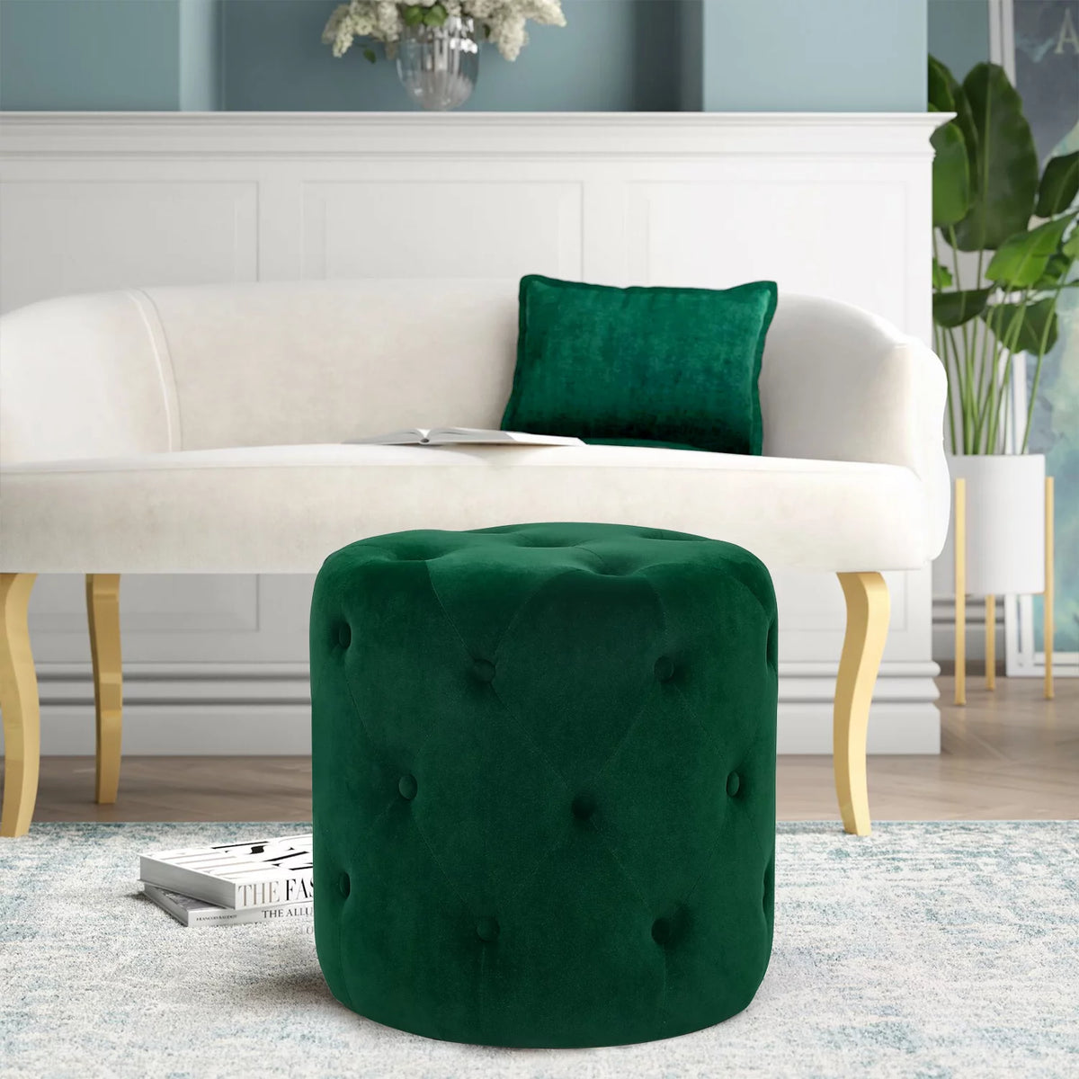 Round Velvet Ottoman V1410