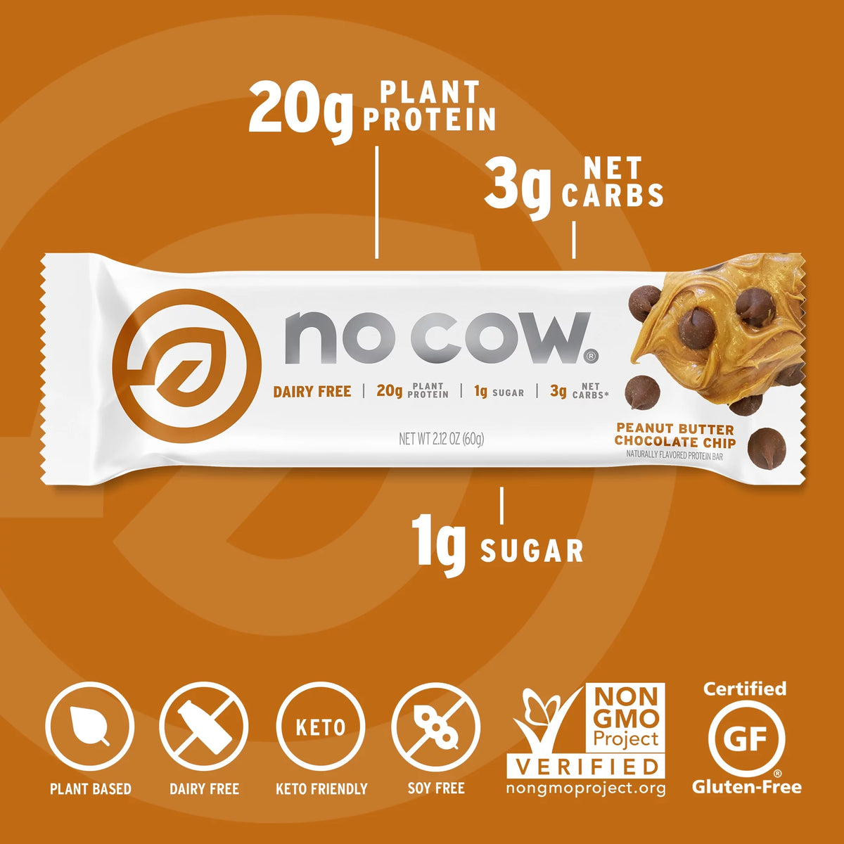 Vegan Protein Bars Peanut Butter Chocolate Chip Box of 12 I908098
