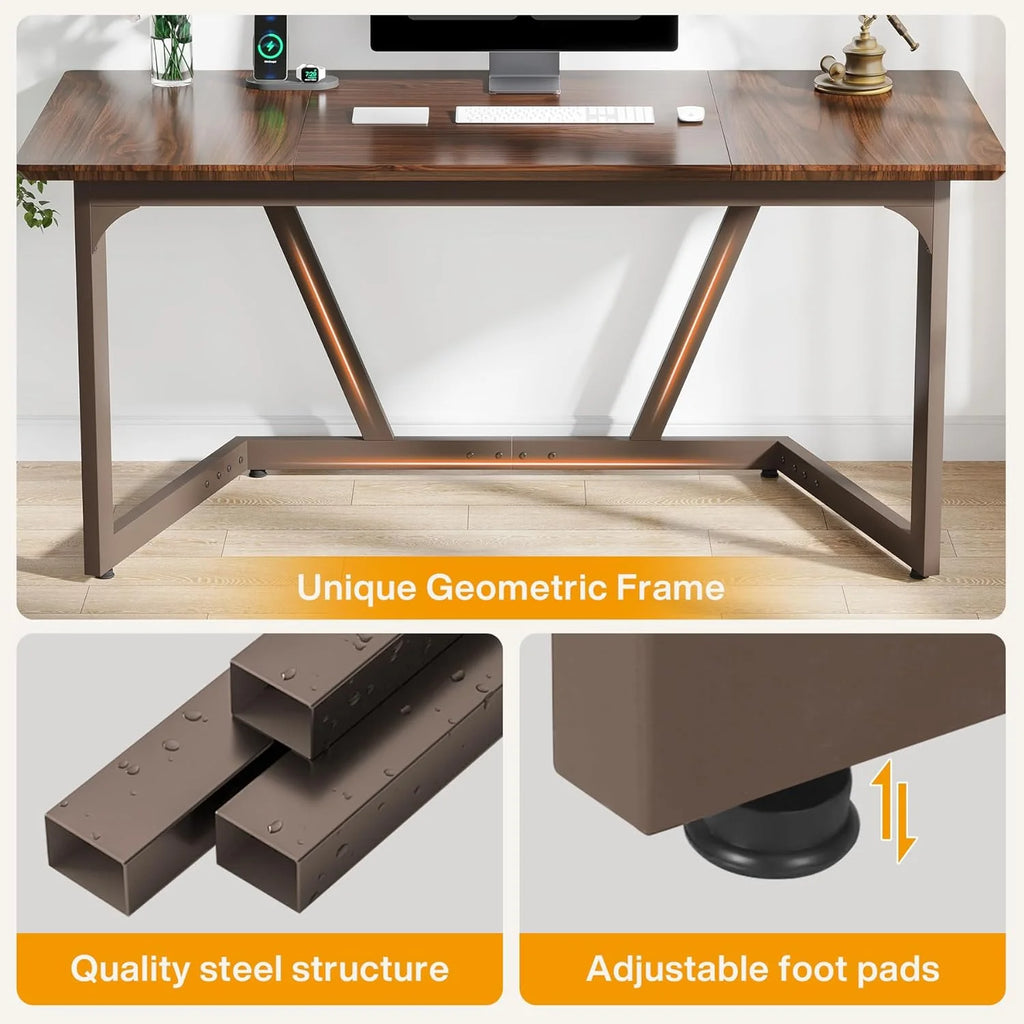 55 Inch Walnut Computer Desk Z139
