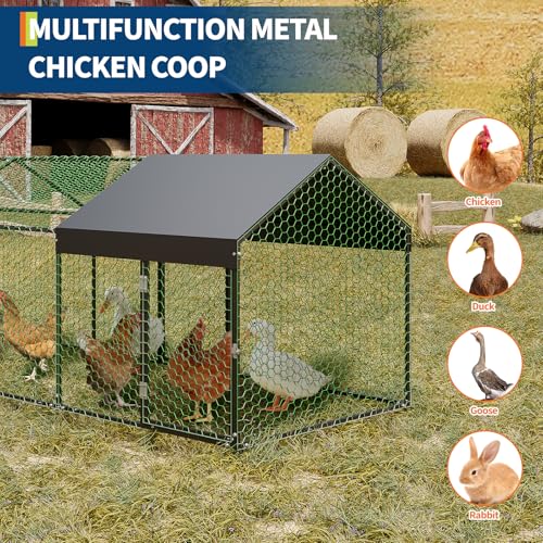 Metal Chicken Coop with Waterproof Cover, 160" x40" x40", 4 Doors C429526