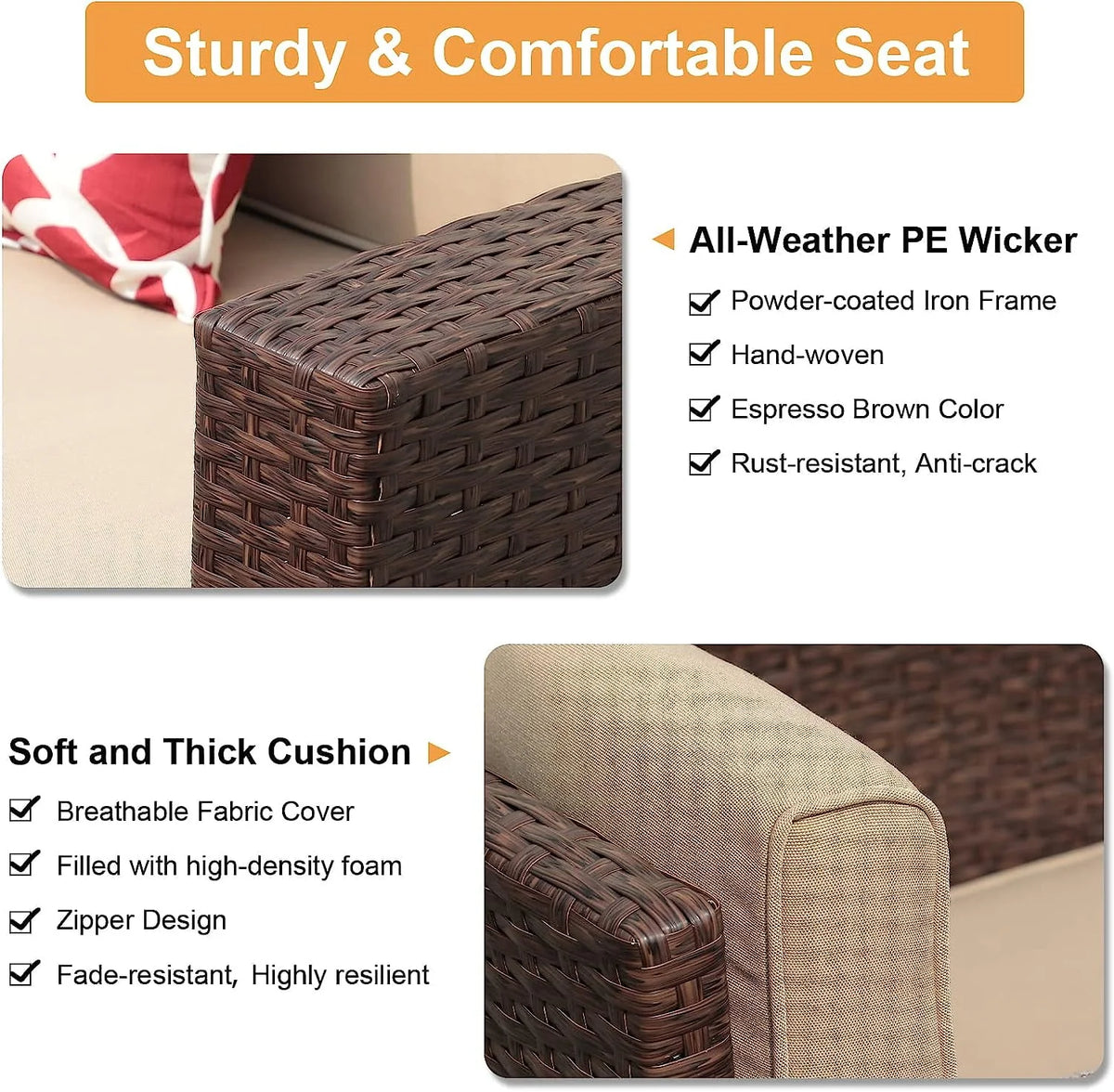 8 Pc Wicker Rattan Outdoor Furniture Set with Storage Box J65511