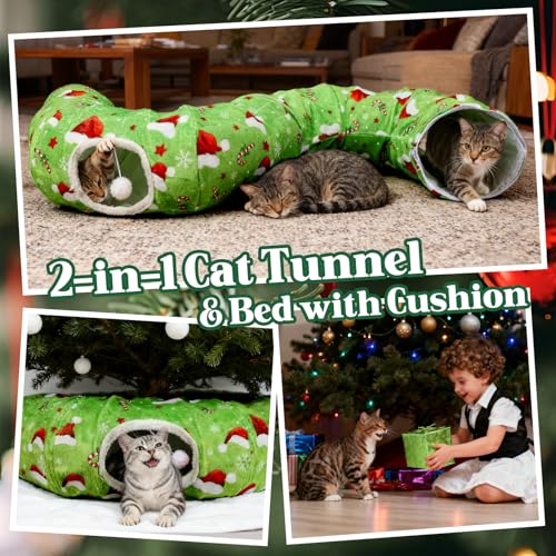 Christmas Cat Tunnel Tree Skirt with Cushion and Hanging Ball Toy L437694
