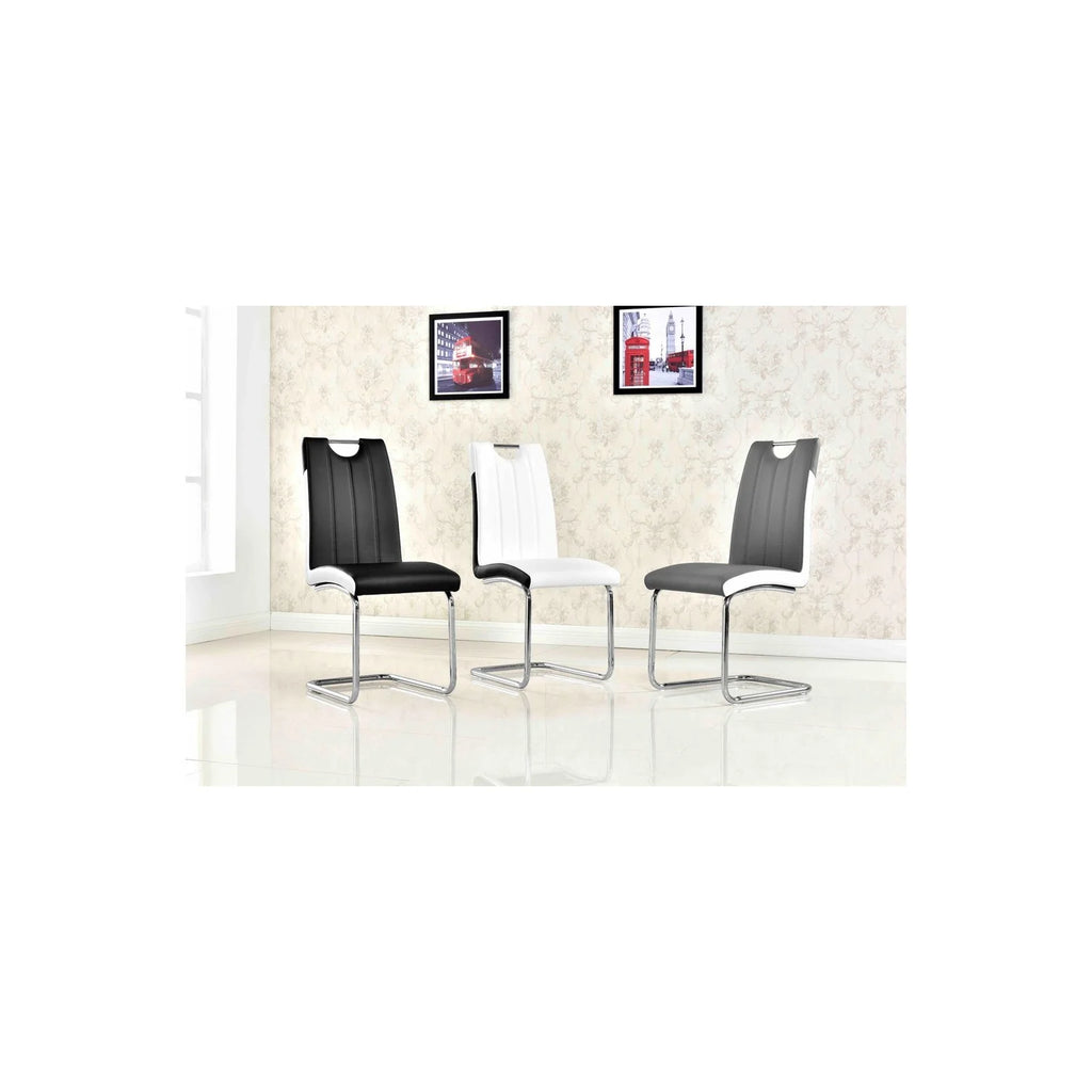 Black Faux-Leather Dining Chairs with Chrome Legs Set of 2 M91507