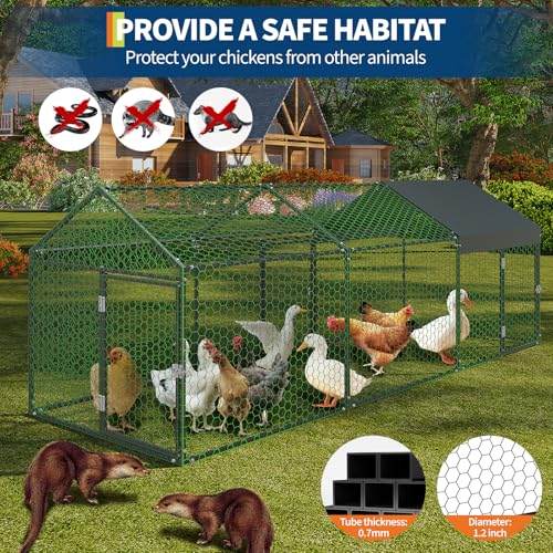Metal Chicken Coop with Waterproof Cover, 160" x40" x40", 4 Doors C429526