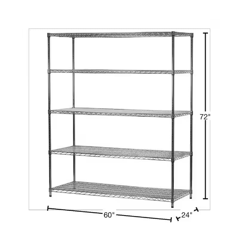 Black 5-Shelf Steel Wire Shelving Unit B347
