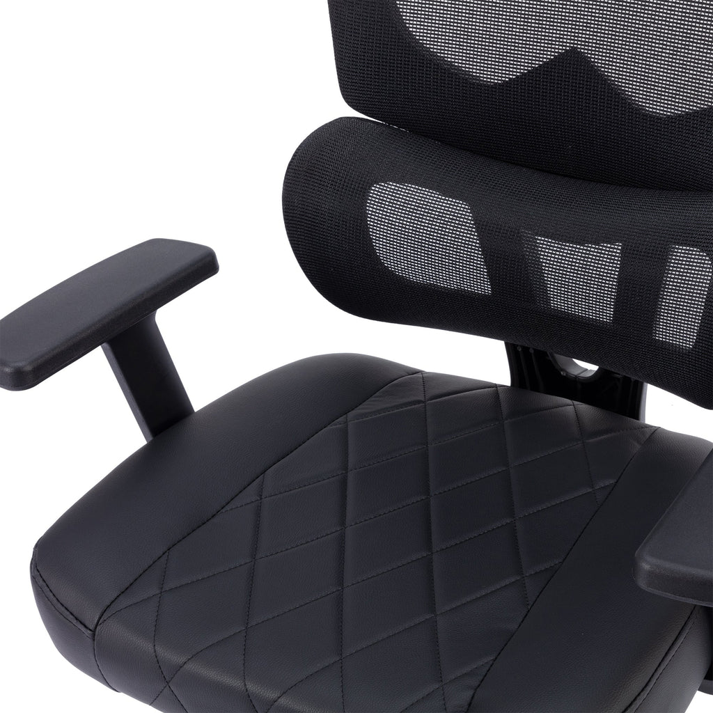 Black Ergonomic Mesh Office Chair with Footrest F865798