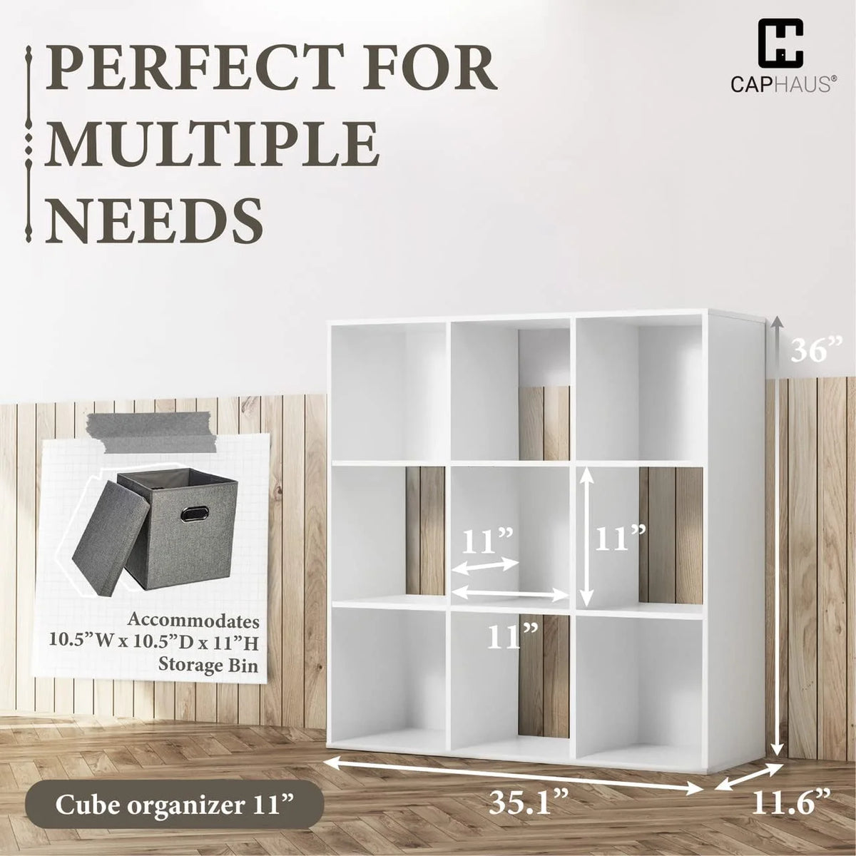 11-Inch Cube Organizer Bookcase with Divider C18516