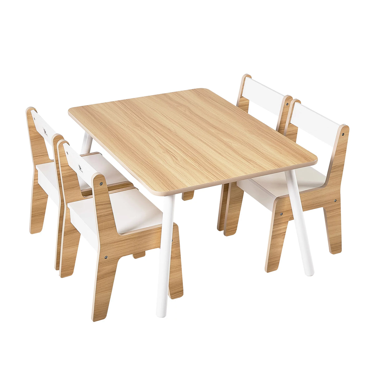 Wooden Kids Table and Chairs Set Natural White 5 Piece X183