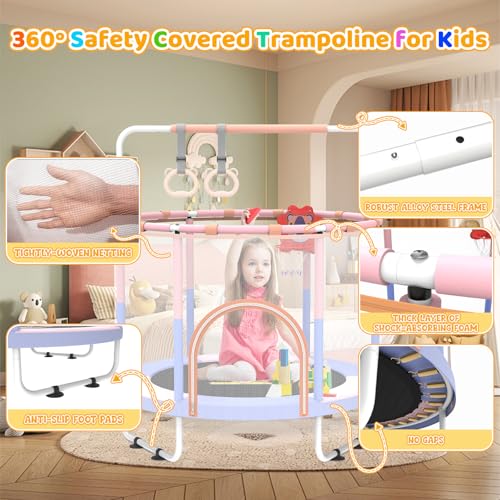 60" Toddler Trampoline with Safety Enclosure Net K452