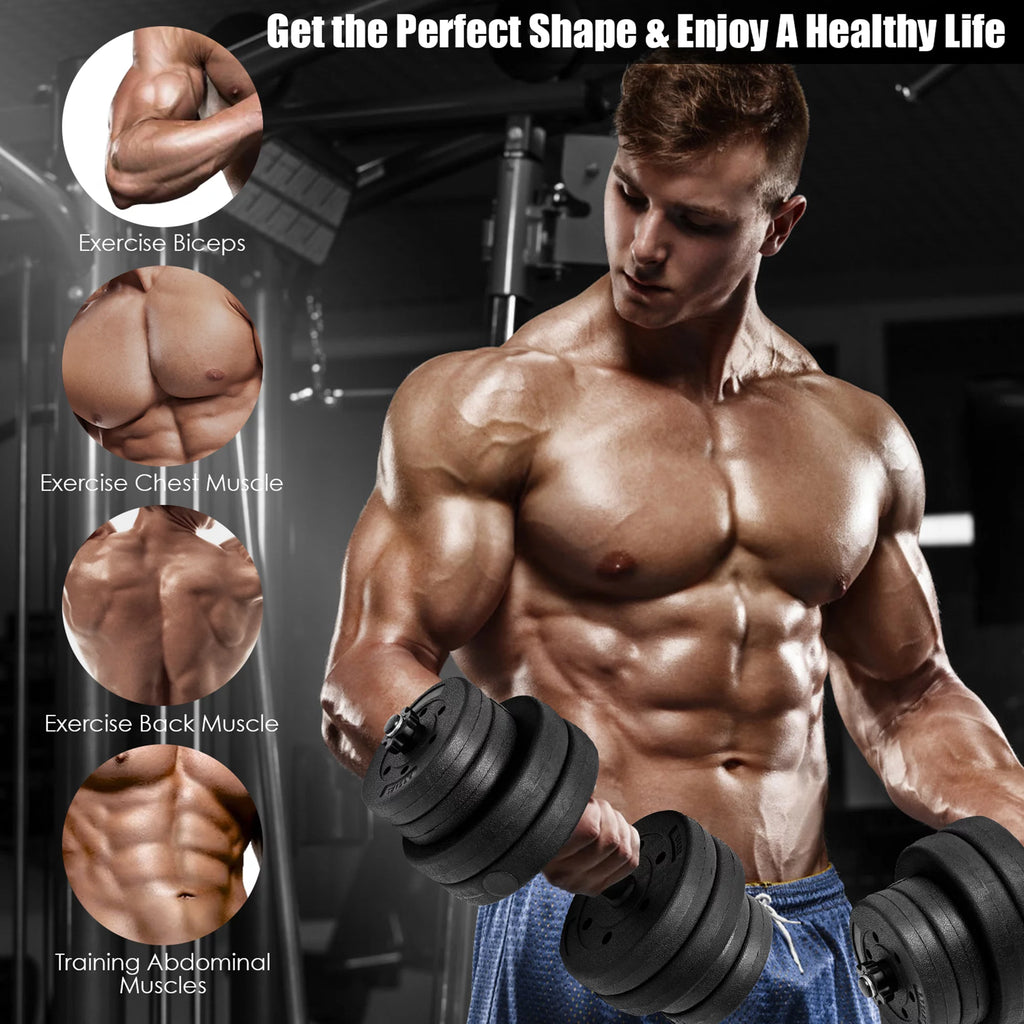 66Lbs 2 in 1 Adjustable Dumbbell Set W837954