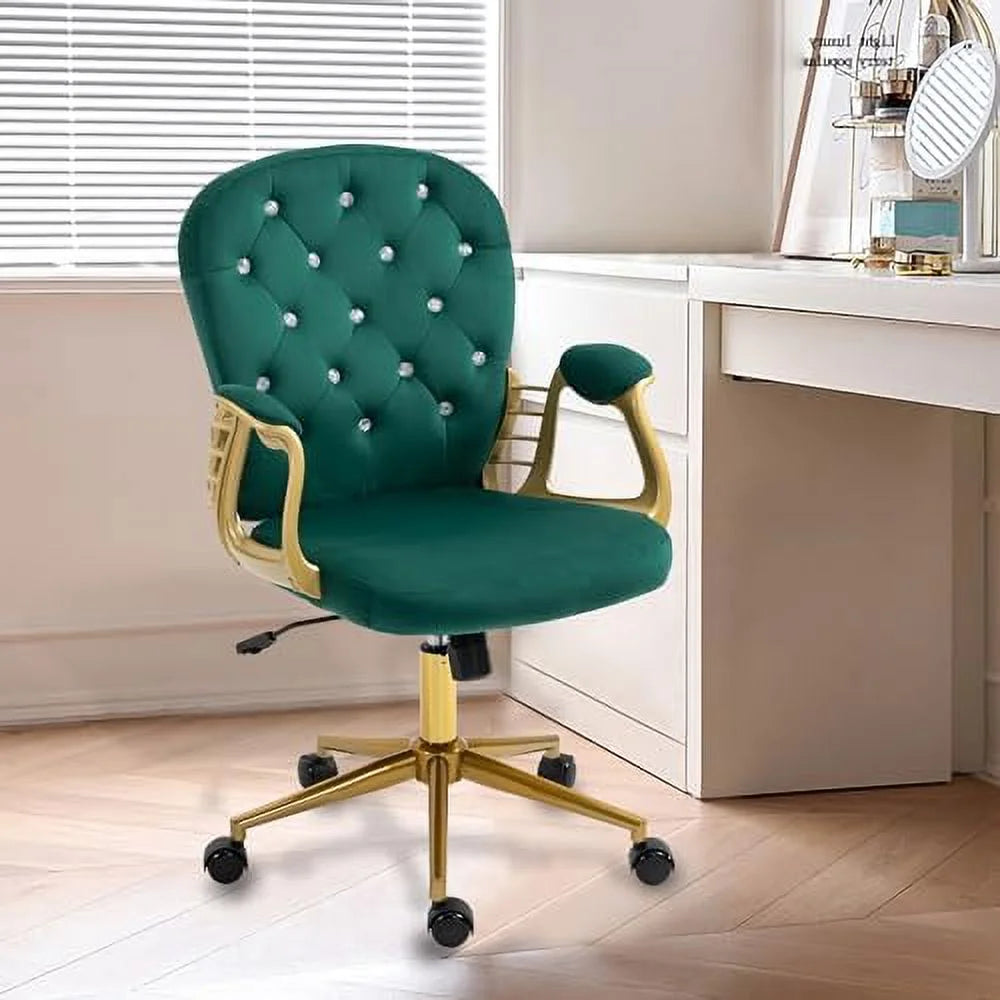 Pink Velvet Office Chair with Wheels V943