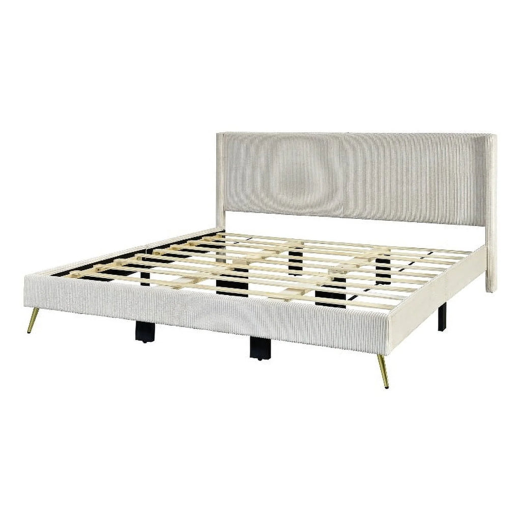 Solid Wood & Velvet King Size Bed P844084
