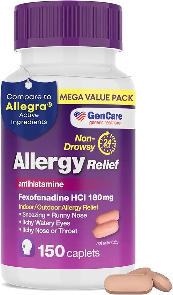 Fexofenadine HCl 180mg 150 Tablets Non Drowsy Antihistamine Allergy Pills W1516
