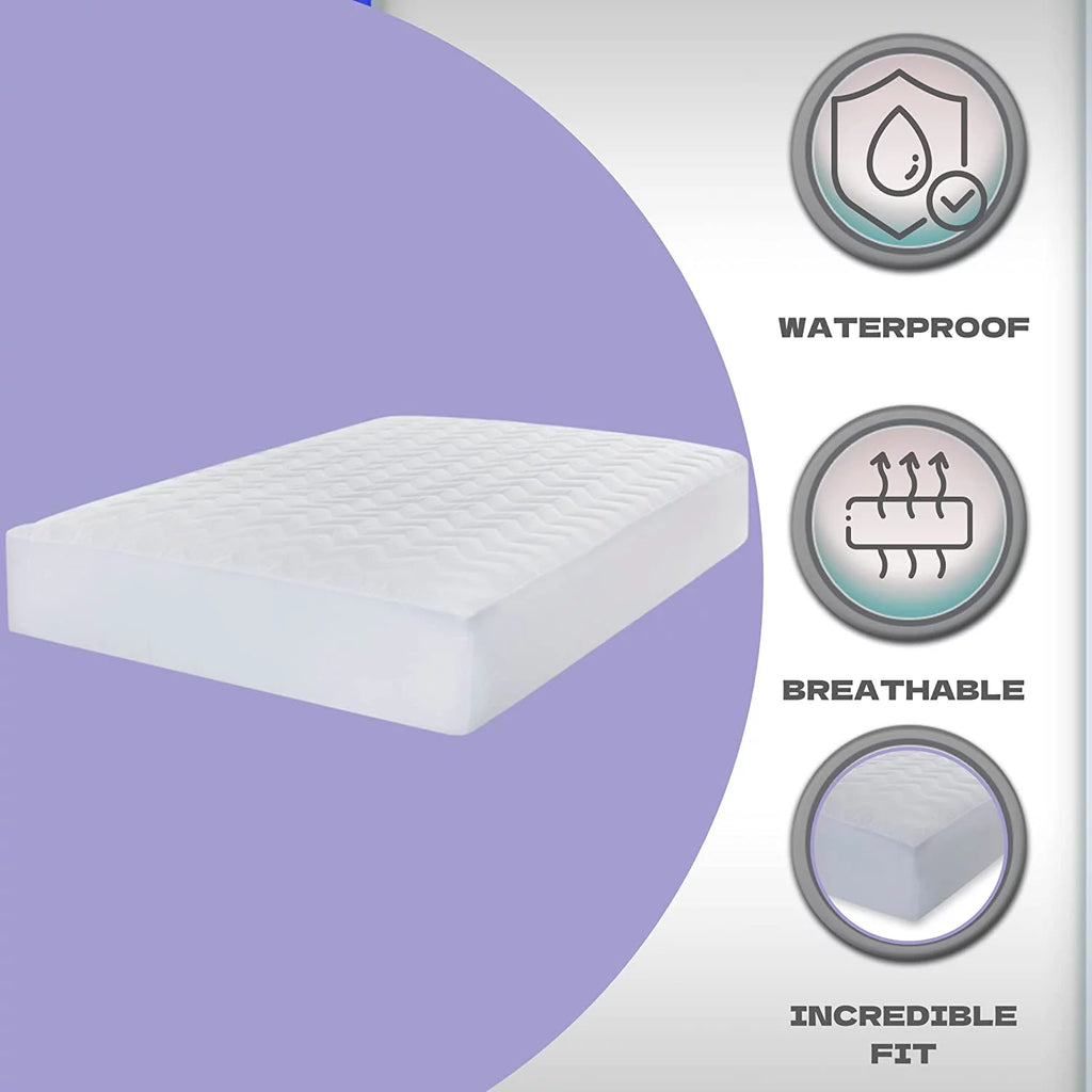 Waterproof Hypoallergenic Queen Size Cotton Mattress Pad Cover R464060