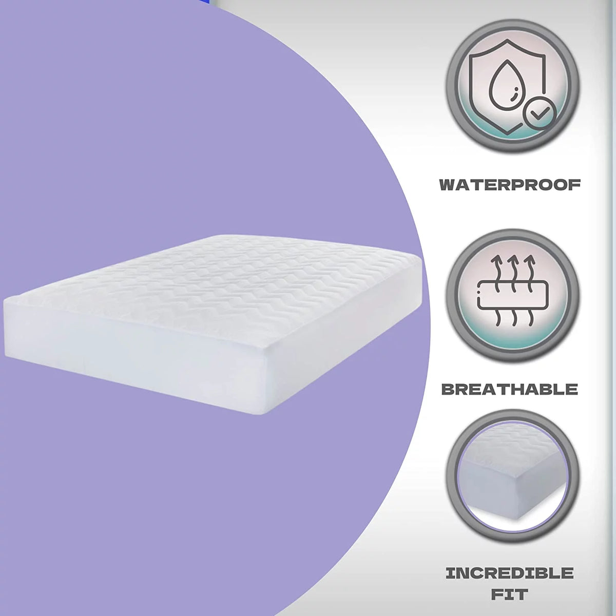 Waterproof Hypoallergenic Queen Size Cotton Mattress Pad Cover R464060