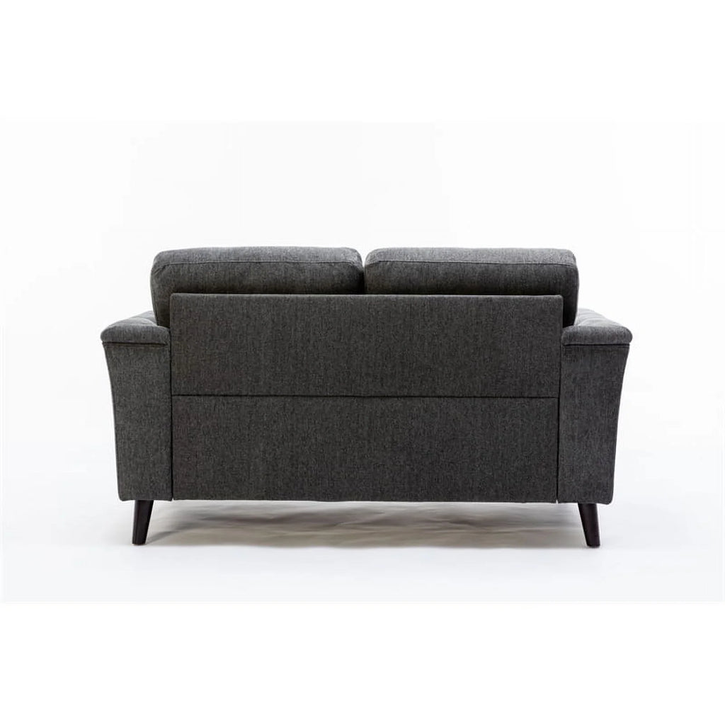 3-Piece Linen Fabric Sofa Set with Tufted Arms in Dark Gray A133418