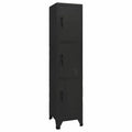 Black Steel Locker Cabinet with 3 Lockable Doors E18327