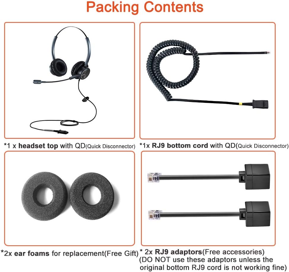 Office Deskphone Landline Telephone Headset with Microphone H85009