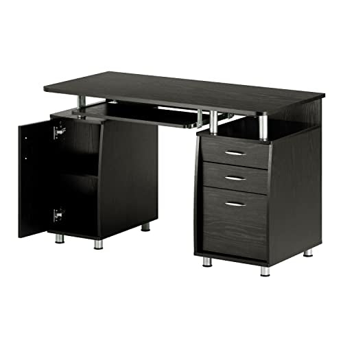 Espresso Writing Desk with Drawers & File Cabinet G656