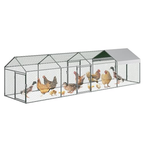 Metal Chicken Coop with Waterproof Cover, 160" x40" x40", 4 Doors C429526