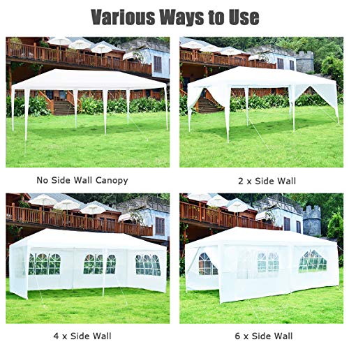 10'x20' White Canopy Tent with 6 Removable Sidewalls K258233