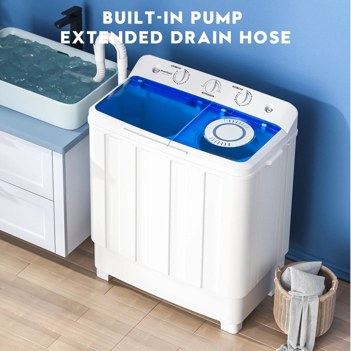 Portable 28lbs Twin Tub Compact Semi-Automatic Washer Spinner Combo G720005