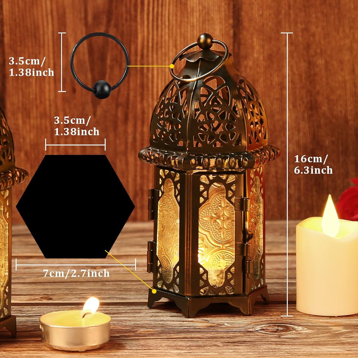Black 4PCS Glass Candle Holder Lanterns U675
