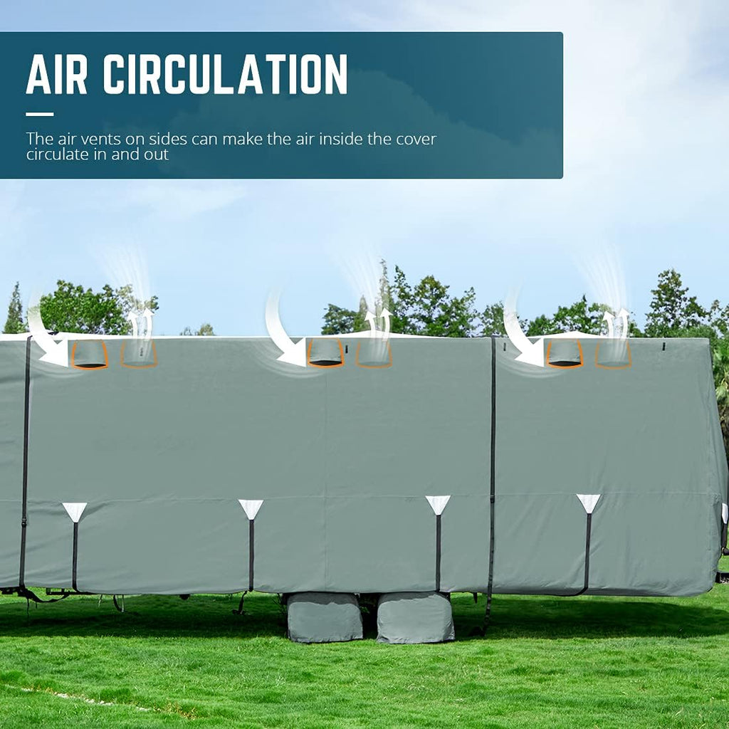 35'-38' Waterproof Breathable RV Cover with Straps & Tire Covers P8248