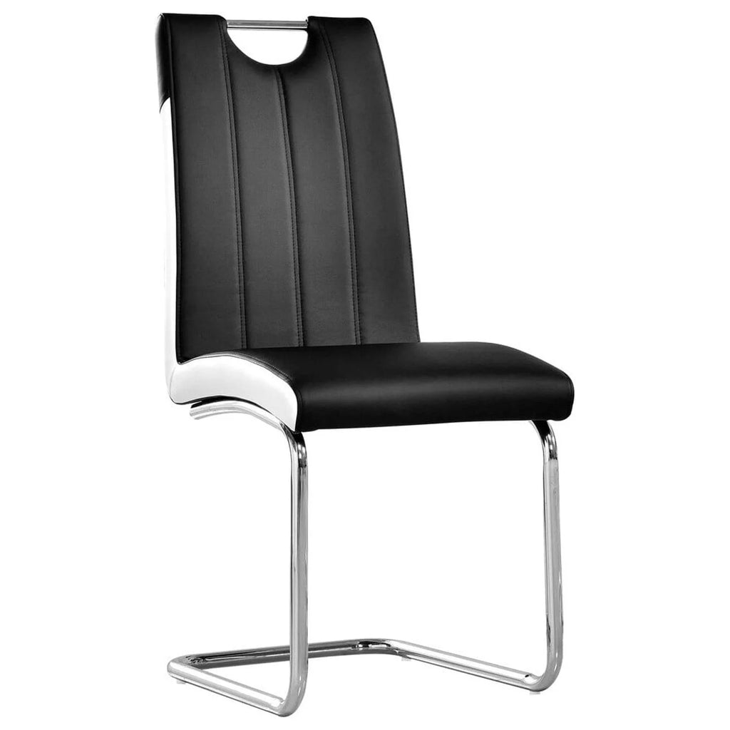 Black Faux-Leather Dining Chairs with Chrome Legs Set of 2 M91507