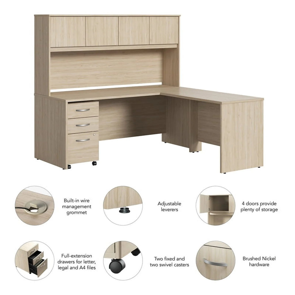 L Shaped Desk with Hutch & Drawers N409