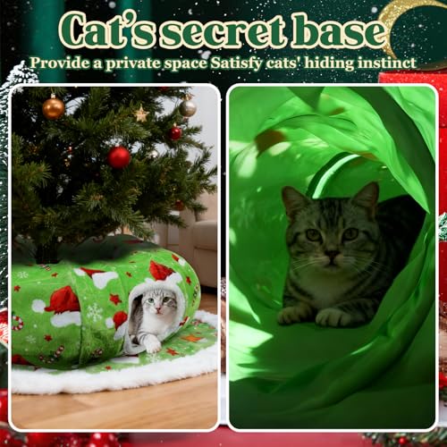 Christmas Cat Tunnel Tree Skirt with Cushion and Hanging Ball Toy L437694
