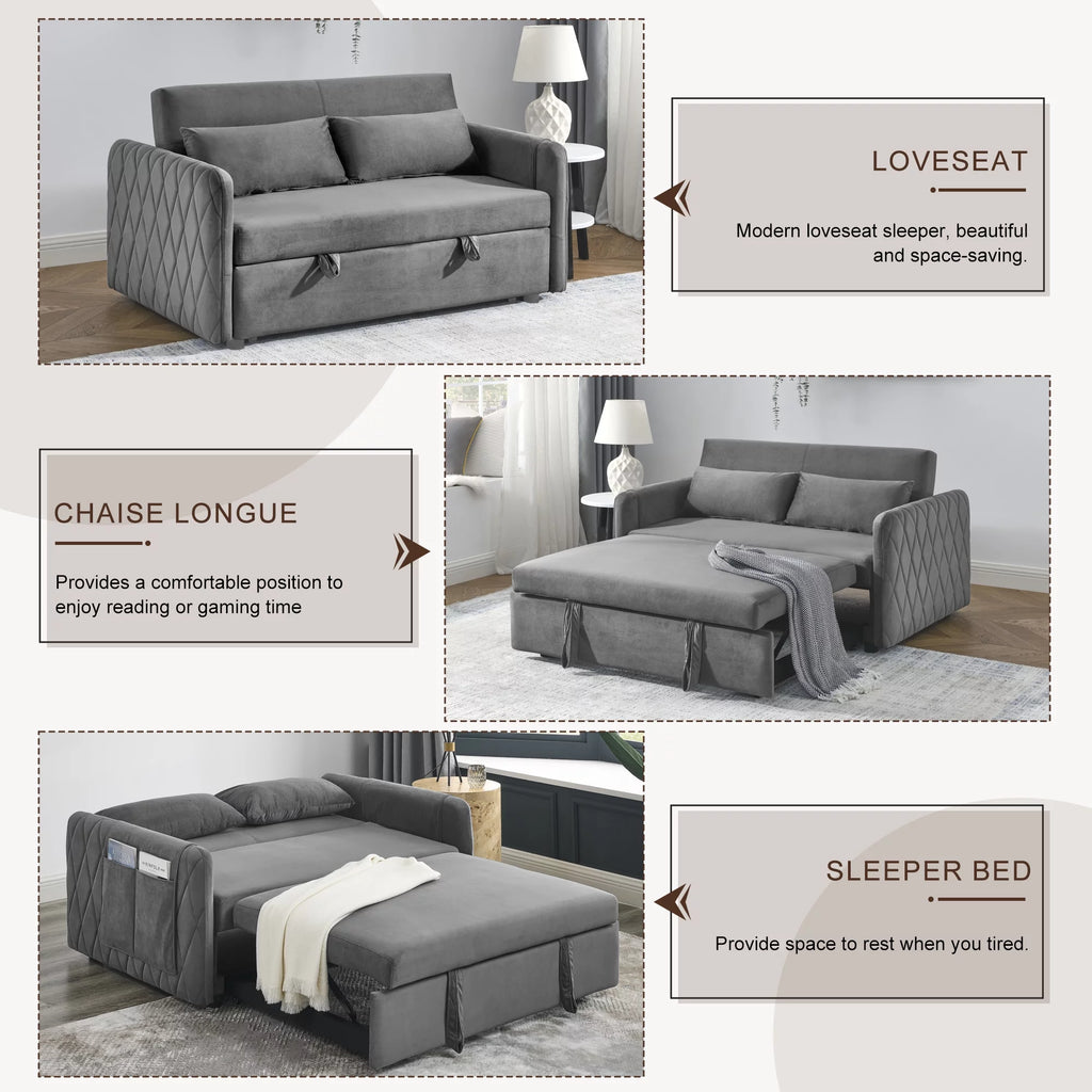 Gray 2-Seat Futon Sofa Bed L18440