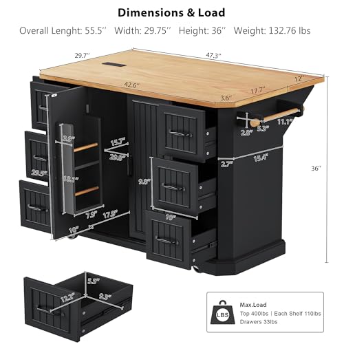 White Rolling Kitchen Storage Island with Power Outlet O1671