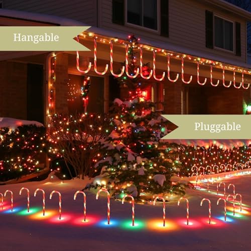 24 Pack Solar Candy Cane Lights Outdoor Waterproof with 8 Modes T31254