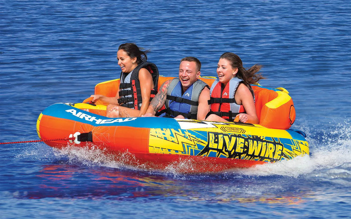 Inflatable 1-3 Rider Towable Tube + 60' Tow Rope E9404