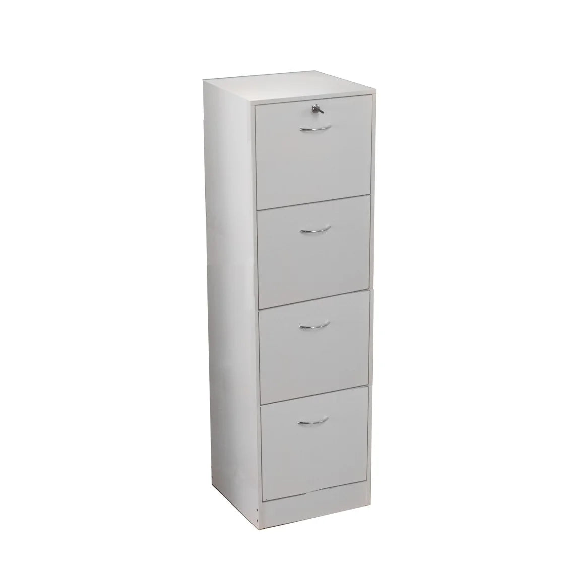 White 4 Drawer Wood Lockable Filing Cabinet F21052