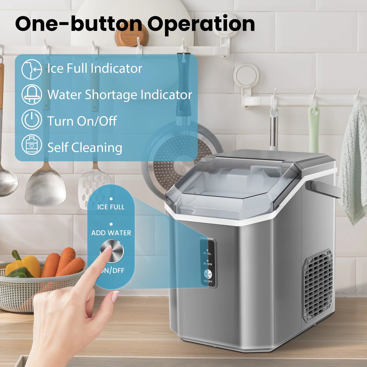 Portable Countertop Nugget Ice Maker 34lbs/24H V7493